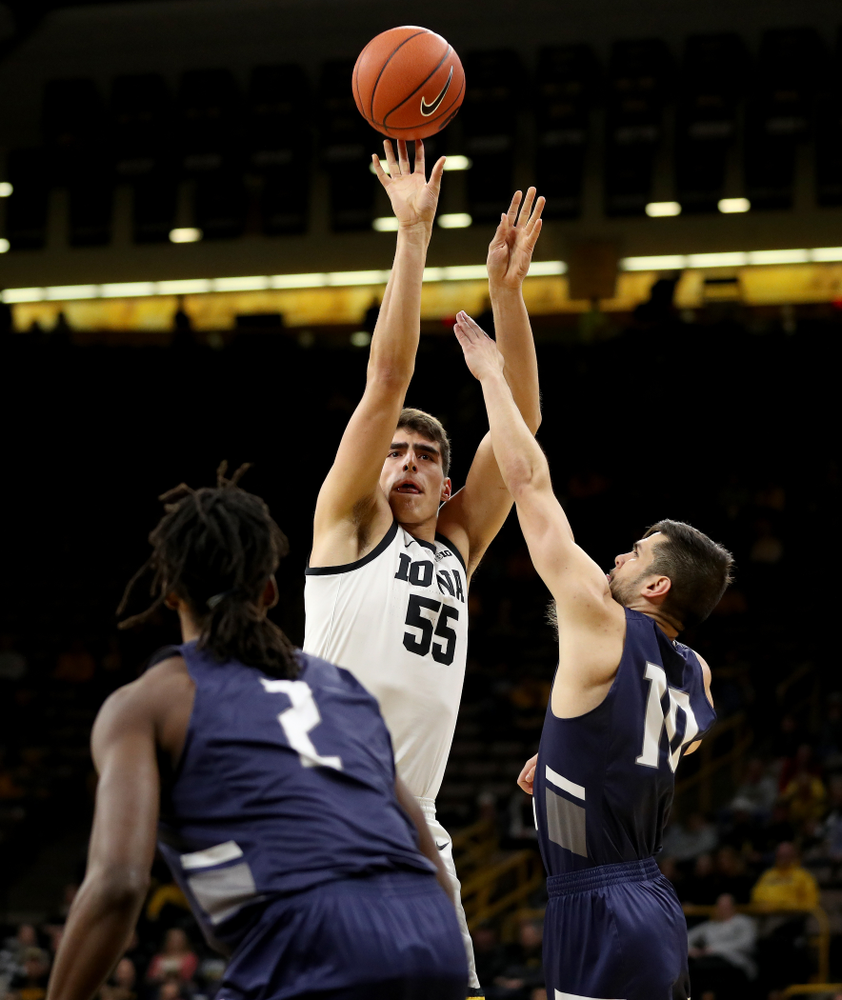 Iowa Hawkeyes forward Luka Garza (55) against North Florida Thursday, November 21, 2019 at Carver-Hawkeye Arena. (Brian Ray/hawkeyesports.com)