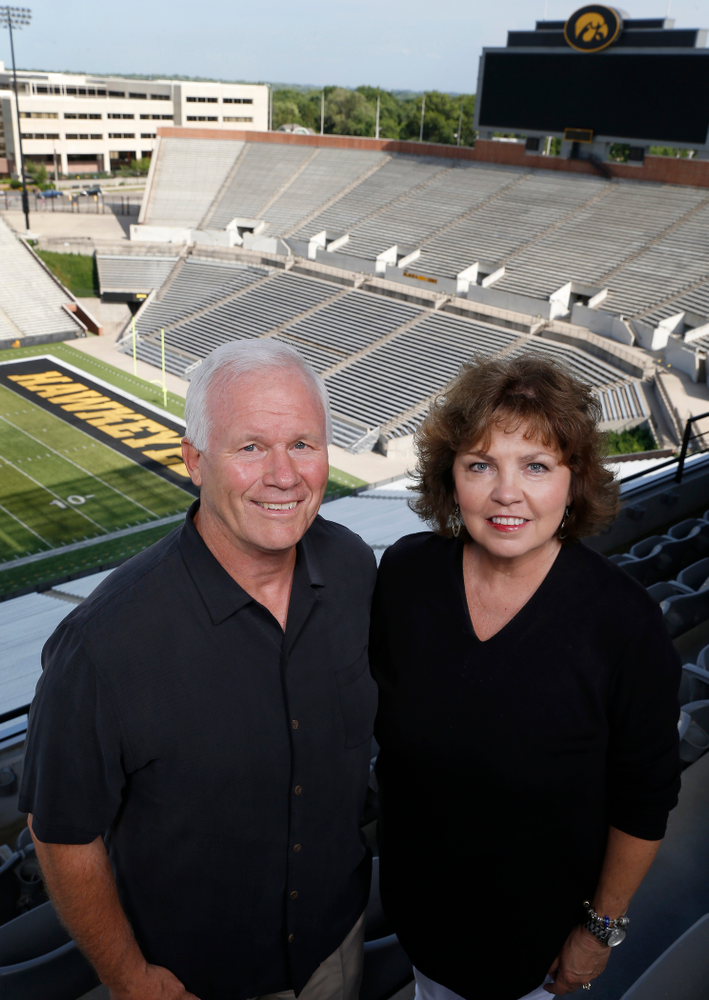 Iowa Football Defensive Line coach Reese Morgan and his wife Joanna Monday, June 20, 2016 at Kinnick Stadium. (Brian Ray/hawkeyesports.com)