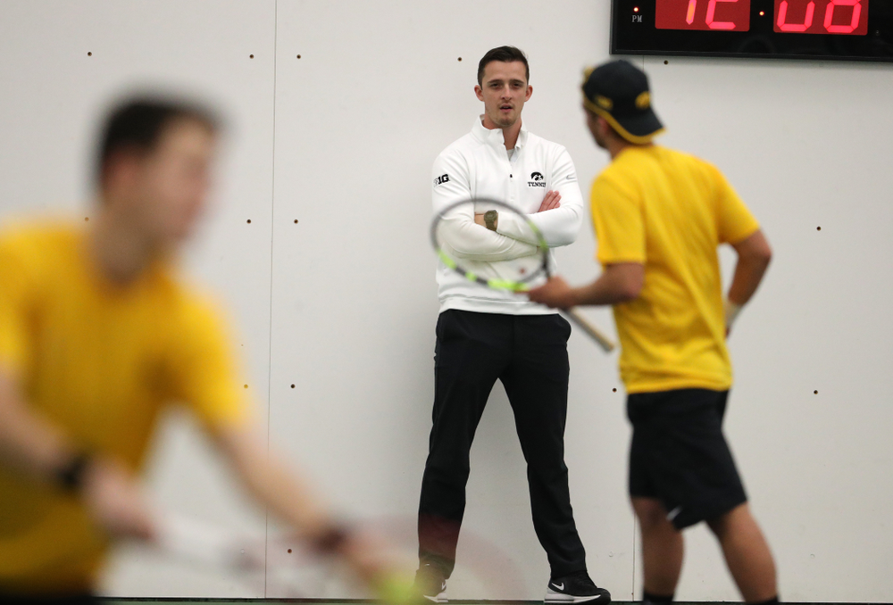 Iowa Hawkeyes assistant coach Joey Manilla against the Butler Bulldogs Sunday, January 27, 2019 at the Hawkeye Tennis and Recreation Complex. (Brian Ray/hawkeyesports.com)