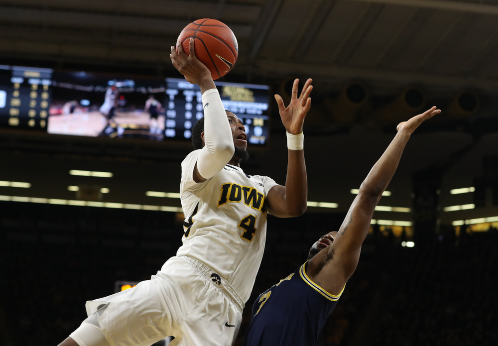 Iowa Hawkeyes guard Isaiah Moss (4) against the Michigan Wolverines Friday, February 1, 2019 at Carver-Hawkeye Arena. (Brian Ray/hawkeyesports.com)