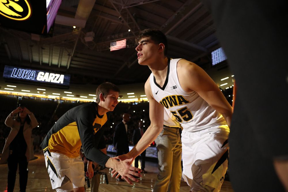 Iowa Hawkeyes forward Luka Garza (55) against the Northwestern Wildcats Sunday, February 10, 2019 at Carver-Hawkeye Arena. (Brian Ray/hawkeyesports.com)