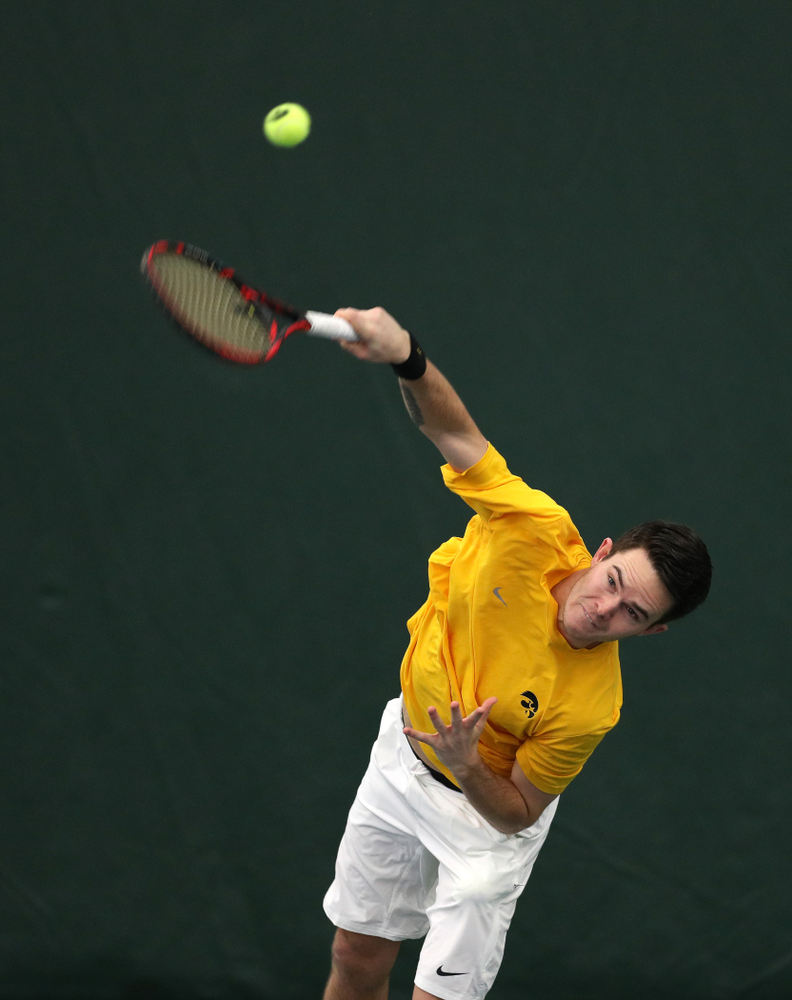 Jonas Larsen and Kareem Allaf against Utah Sunday, February 10, 2019 at the Hawkeye Tennis and Recreation Complex. (Brian Ray/hawkeyesports.com)