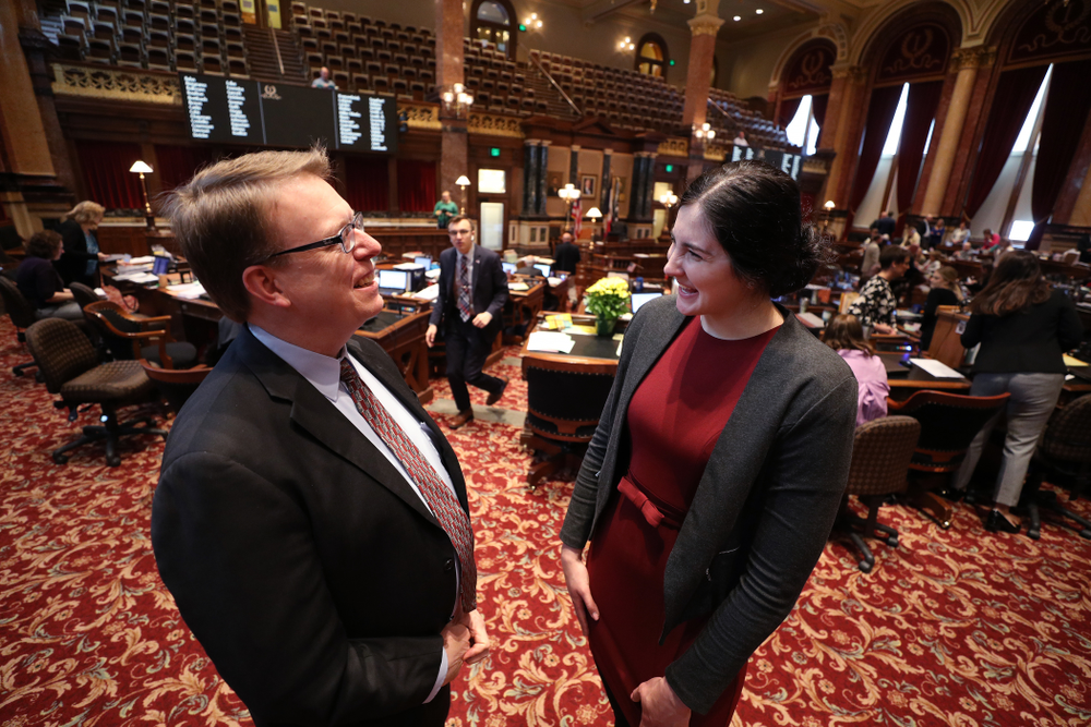 Iowa WomenÕs BasketballÕs Megan Gustafson is recognized with a resolution by the house and the senate at the Iowa State Capitol Wednesday, April 24, 2019 in Des Moines. (Brian Ray/hawkeyesports.com)