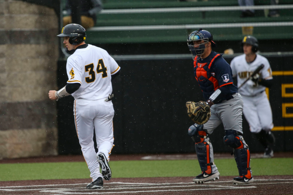 Iowa catcher Austin Martin at game 1 vs Illinois on Friday, March 29, 2019 at Duane Banks Field. (Lily Smith/hawkeyesports.com)