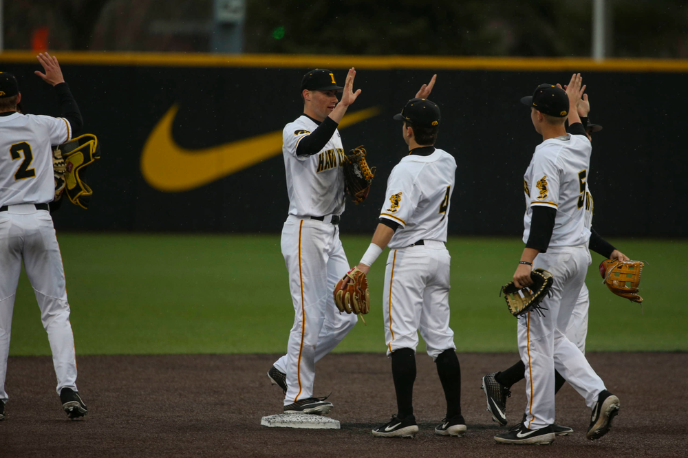 The Iowa baseball team at game 1 vs Illinois on Friday, March 29, 2019 at Duane Banks Field. (Lily Smith/hawkeyesports.com)
