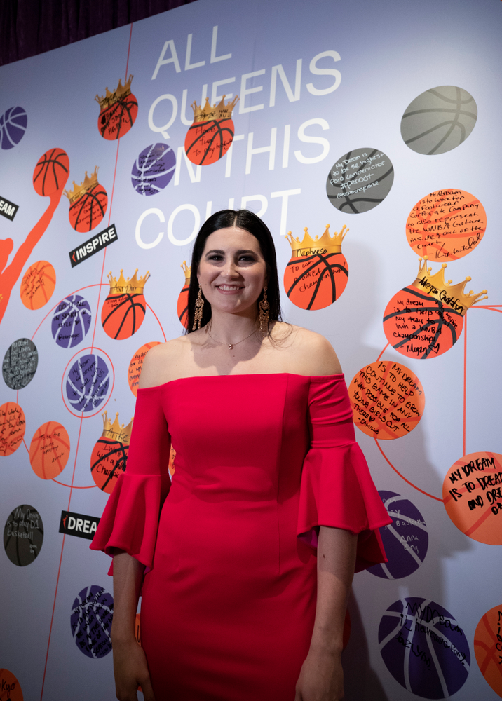 Iowa Hawkeyes forward Megan Gustafson (10) after being selected by the Dallas Wings in the second round of the 2019 WNBA Draft Wednesday, April 10, 2019 at Nike New York Headquarters in New York City. (Brian Ray/hawkeyesports.com)