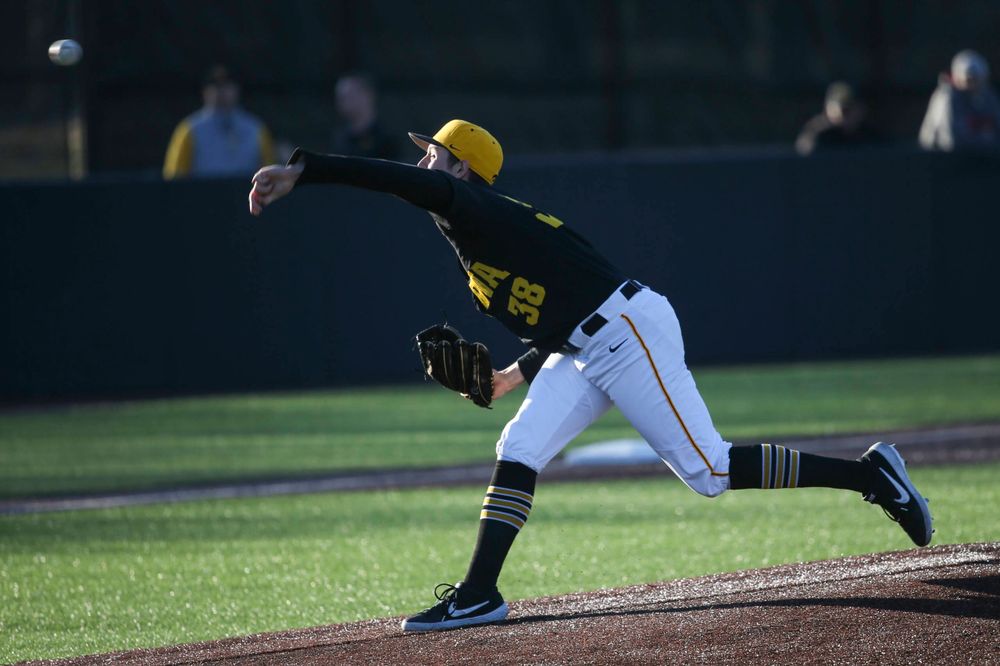 Iowa pitcher Trenton Wallace at the game vs. Bradley on Tuesday, March 26, 2019 at (place). (Lily Smith/hawkeyesports.com)