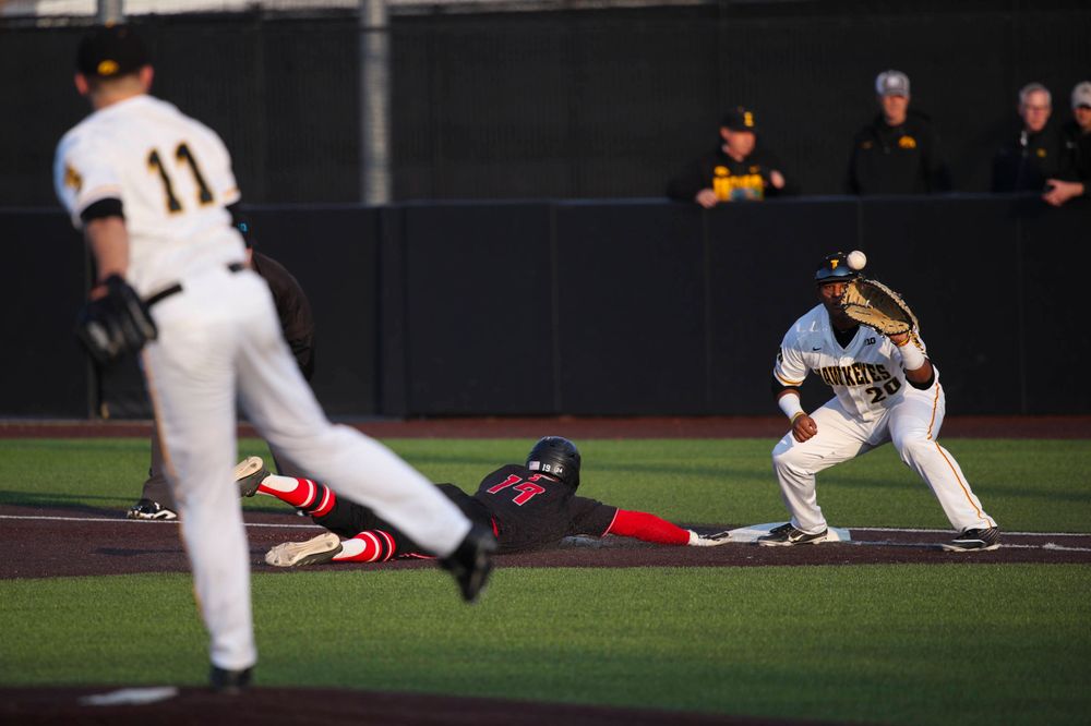 Iowa infielder Izaya Fullard at game 1 vs Rutgers on Friday, April 5, 2019 at Duane Banks Field. (Lily Smith/hawkeyesports.com)