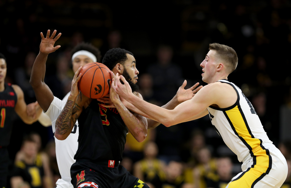 Iowa Hawkeyes guard Joe Wieskamp (10) against the Maryland Terrapins Friday, January 10, 2020 at Carver-Hawkeye Arena. (Brian Ray/hawkeyesports.com)