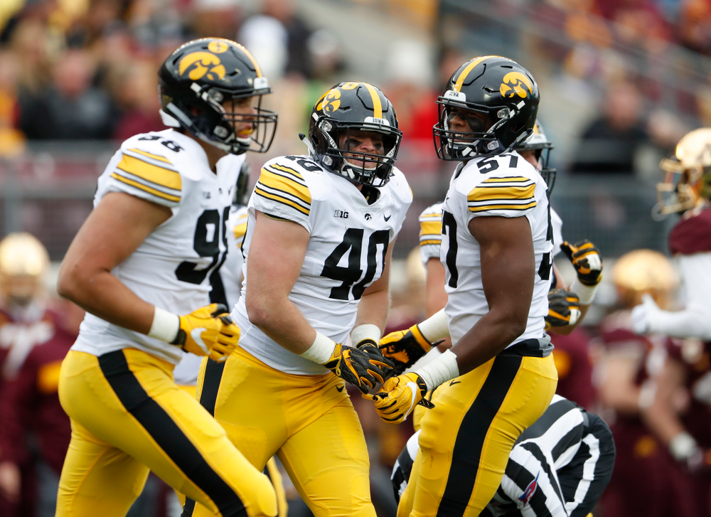 Iowa Hawkeyes defensive end Parker Hesse (40) against the Minnesota Golden Gophers Saturday, October 6, 2018 at TCF Bank Stadium. (Brian Ray/hawkeyesports.com)