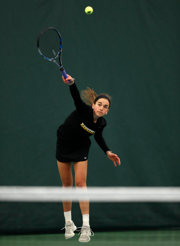 Adrienne Jensen against Ohio State Sunday, March 25, 2018 at the Hawkeye Tennis and Recreation Center. (Brian Ray/hawkeyesports.com)