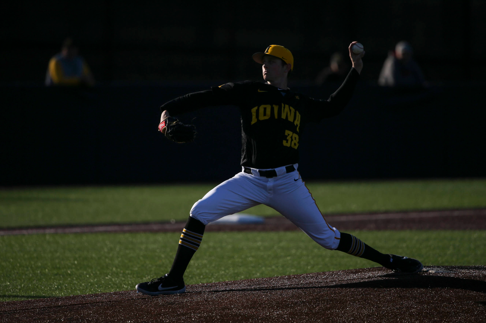 Iowa pitcher Trenton Wallace at the game vs. Bradley on Tuesday, March 26, 2019 at (place). (Lily Smith/hawkeyesports.com)