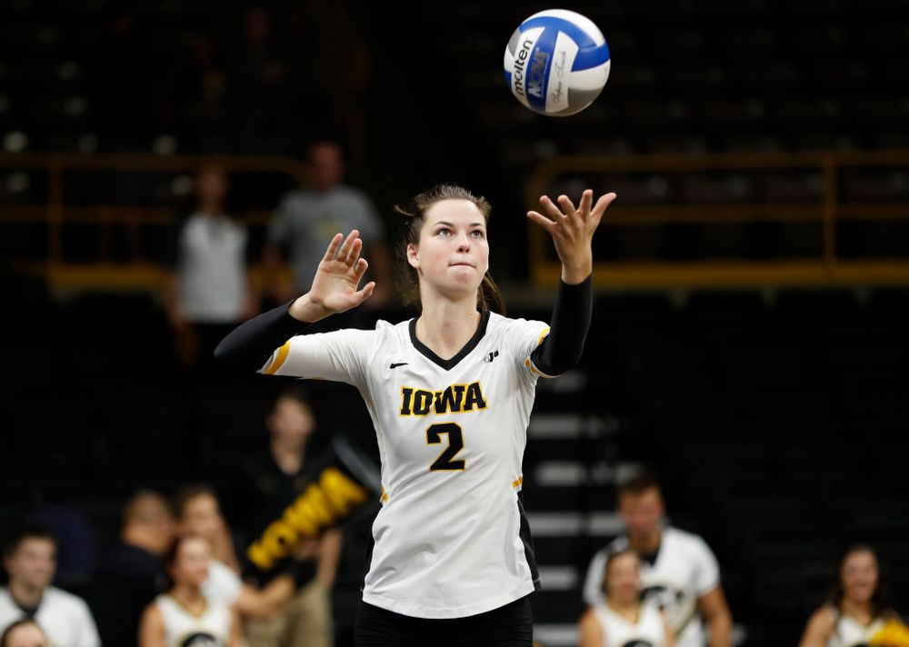 Iowa Hawkeyes setter Courtney Buzzerio (2) against Eastern Illinois Sunday, September 9, 2018 at Carver-Hawkeye Arena. (Brian Ray/hawkeyesports.com)