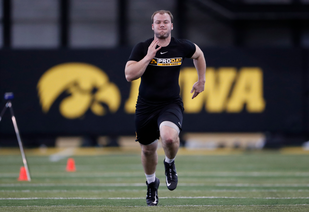Iowa Hawkeyes long snapper Tyler Kluver (97) during the team's annual pro day Monday, March 26, 2018 at the Hansen Football Performance Center. (Brian Ray/hawkeyesports.com)