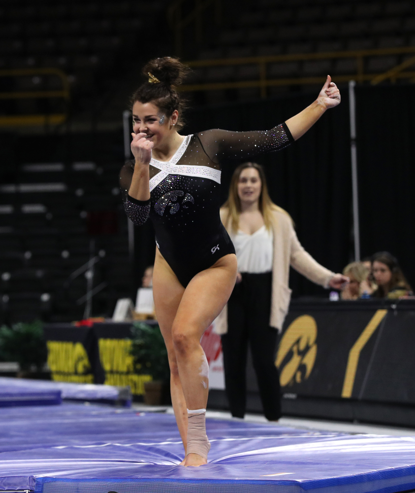 Iowa's Erin Castle competes on the floor against the Rutgers Scarlet Knights Saturday, January 26, 2019 at Carver-Hawkeye Arena. (Brian Ray/hawkeyesports.com)