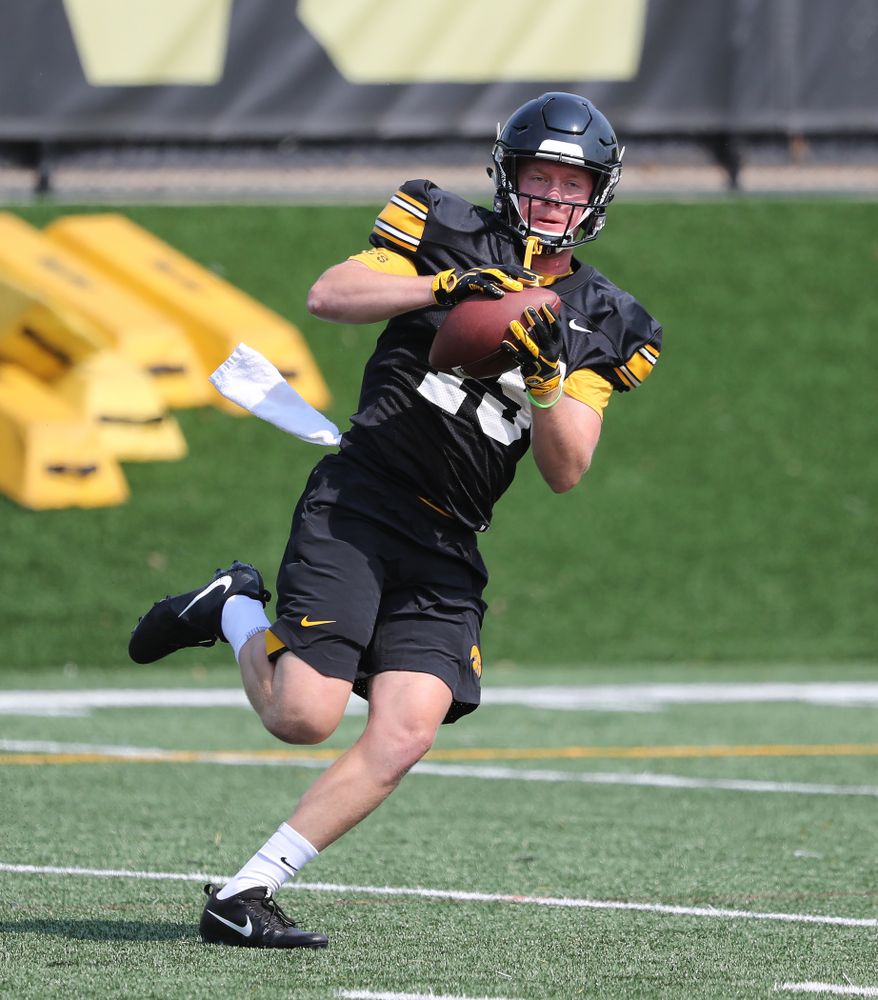Iowa Hawkeyes wide receiver Max Cooper (19) during the third practice of fall camp Sunday, August 5, 2018 at the Kenyon Football Practice Facility. (Brian Ray/hawkeyesports.com)