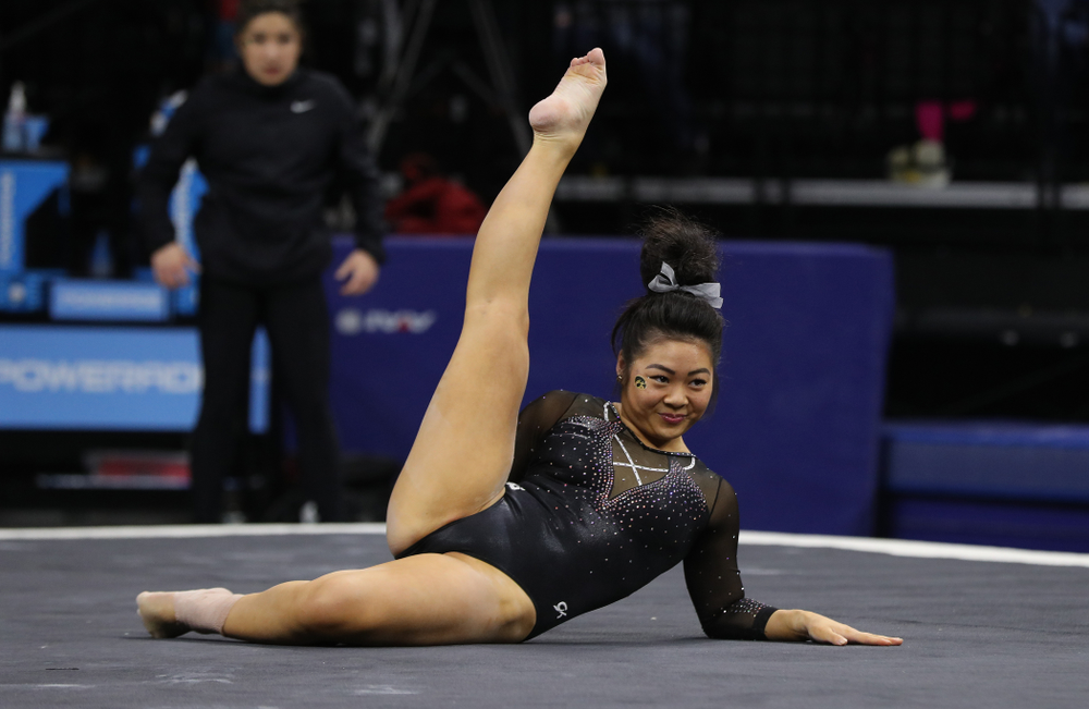 Iowa's Clair Kaji competes on the floor against Illinois Saturday, February 16, 2019 at Carver-Hawkeye Arena. (Brian Ray/hawkeyesports.com)