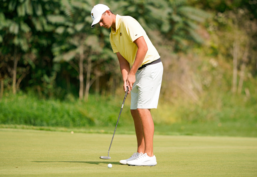 Iowa’s Garrett Tighe
during the third day of the Golfweek Conference Challenge at the Cedar Rapids Country Club in Cedar Rapids on Tuesday, Sep 17, 2019. (Stephen Mally/hawkeyesports.com)