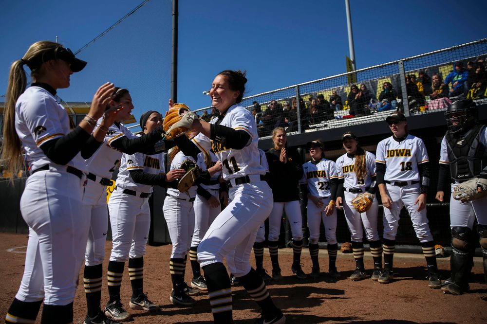 Iowa's Mallory Kilian (11) at game 3 vs Northwestern on Sunday, March 31, 2019 at Bob Pearl Field. (Lily Smith/hawkeyesports.com)
