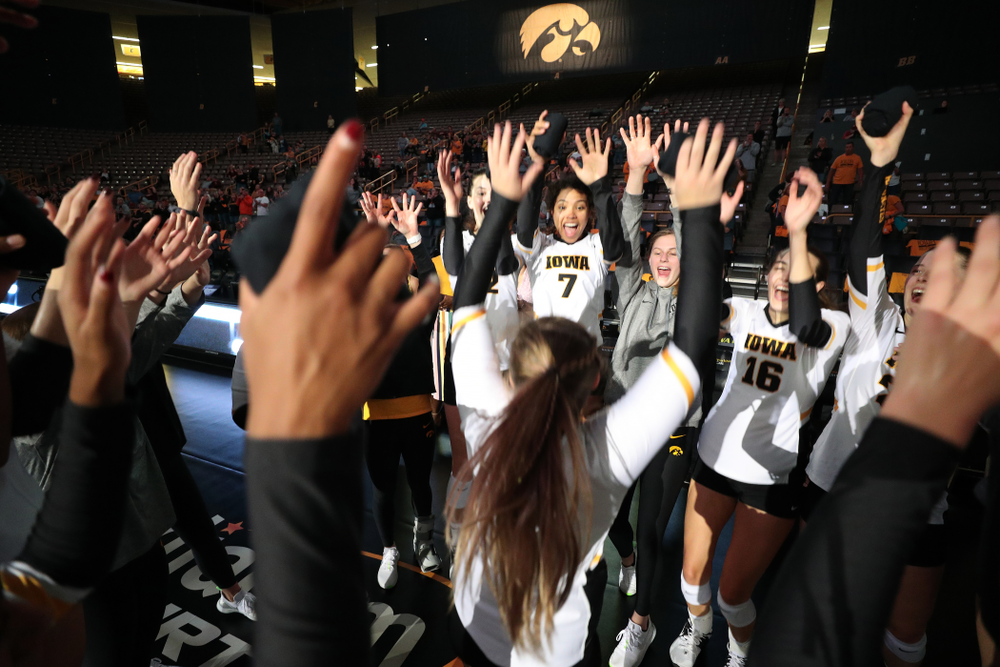 Iowa Hawkeyes setter Brie Orr (7) against the Minnesota Golden Gophers Wednesday, October 2, 2019 at Carver-Hawkeye Arena. (Brian Ray/hawkeyesports.com)