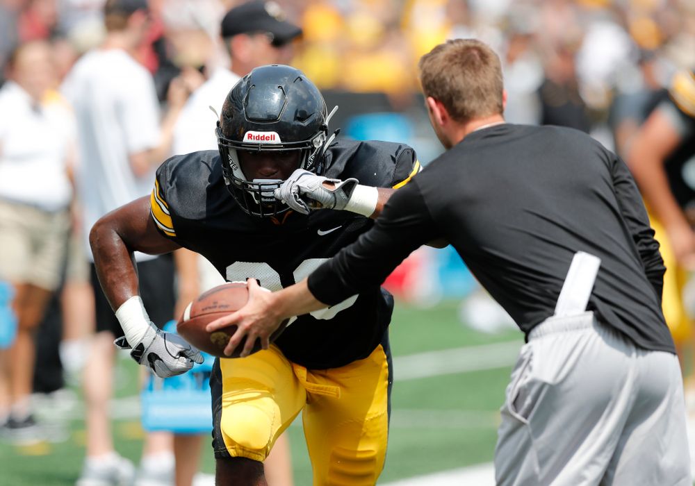Iowa Hawkeyes running back Henry Geil (30) during Kids Day Saturday, August 11, 2018 at Kinnick Stadium. (Brian Ray/hawkeyesports.com)
