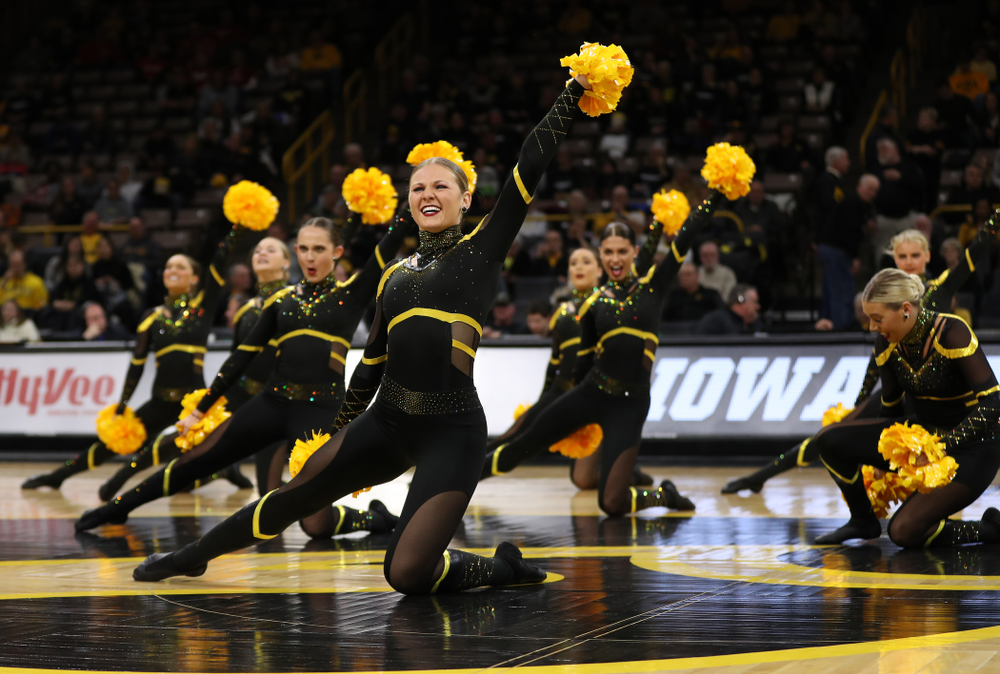 The Iowa Dance Team performs at halftime of the Iowa Hawkeyes game against the Nebraska Cornhuskers Thursday, January 3, 2019 at Carver-Hawkeye Arena. (Brian Ray/hawkeyesports.com)