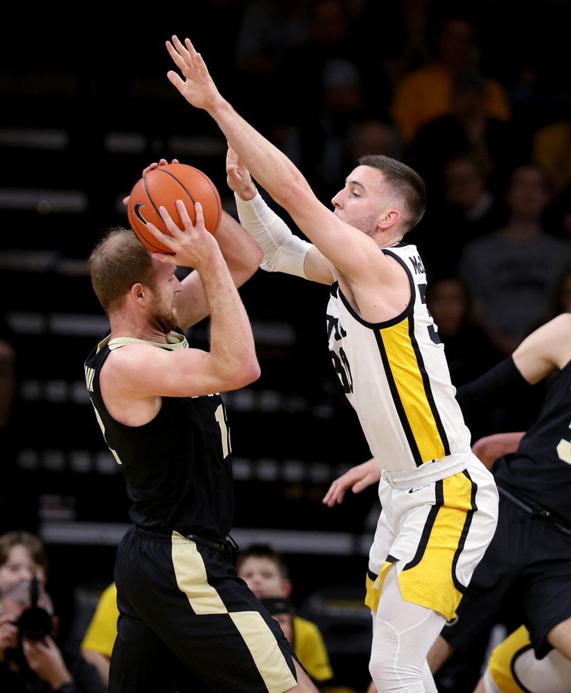Iowa Hawkeyes guard Connor McCaffery (30) against the Purdue Boilermakers Tuesday, March 3, 2020 at Carver-Hawkeye Arena. (Brian Ray/hawkeyesports.com)