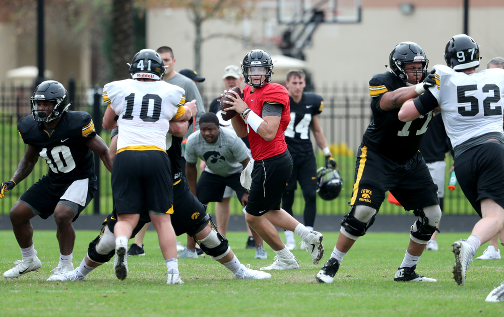 Iowa Hawkeyes quarterback Nate Stanley (4) as the team prepares for the Outback Bowl Saturday, December 29, 2018 at Tampa University. (Brian Ray/hawkeyesports.com)