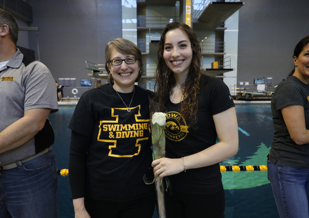 Olivia Cook is introduced during senior day before a double dual against Wisconsin and Northwestern Saturday, January 19, 2019 at the Campus Recreation and Wellness Center. (Brian Ray/hawkeyesports.com)