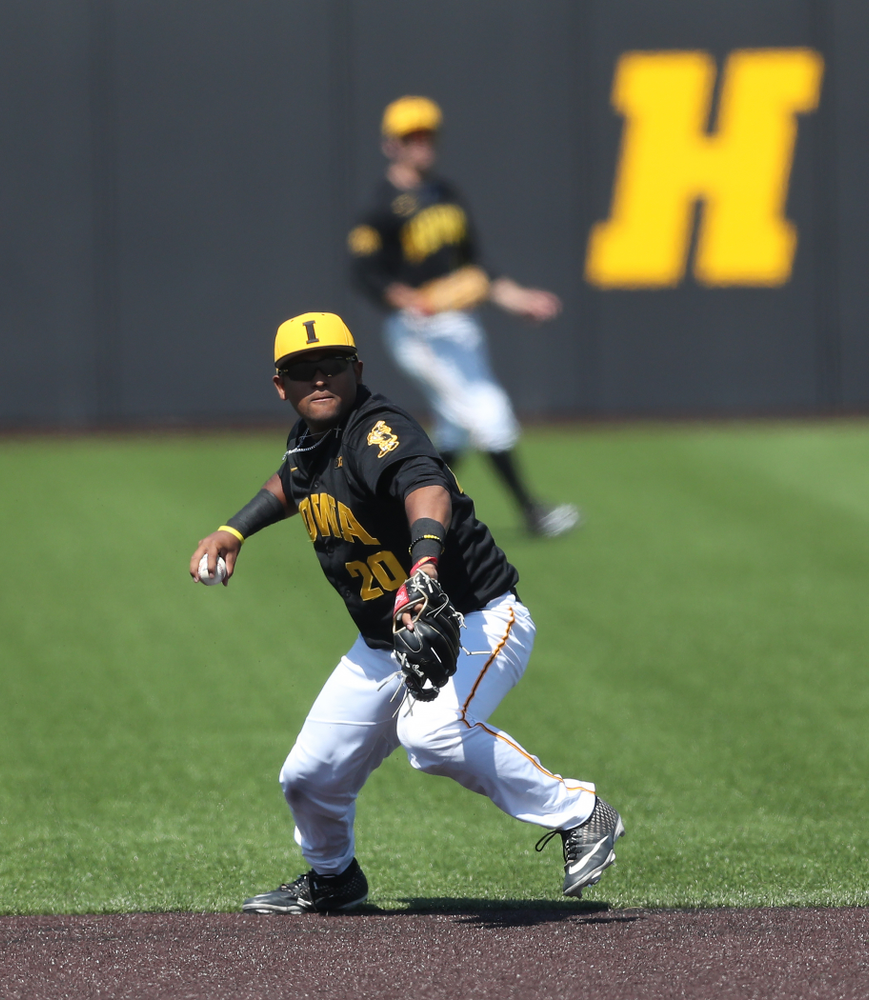 Iowa Hawkeyes Izaya Fullard (20) during game two against UC Irvine Saturday, May 4, 2019 at Duane Banks Field. (Brian Ray/hawkeyesports.com)