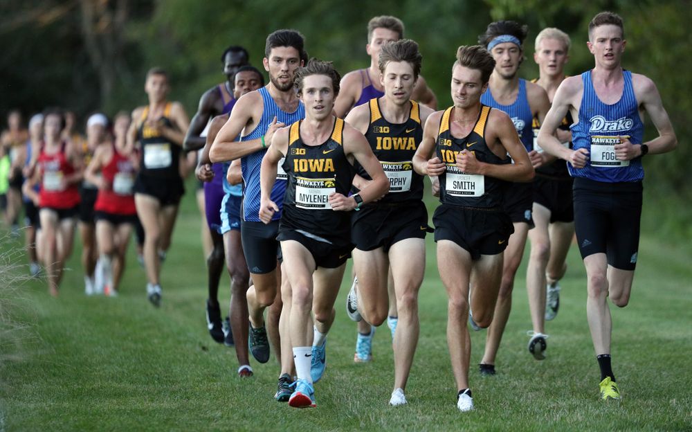 IowaÕs Nathan Mylenek, Daniel Murphy, and Spencer Smith runs in the 2019 Hawkeye Invitational Friday, September 6, 2019 at the Ashton Cross Country Course. (Brian Ray/hawkeyesports.com)
