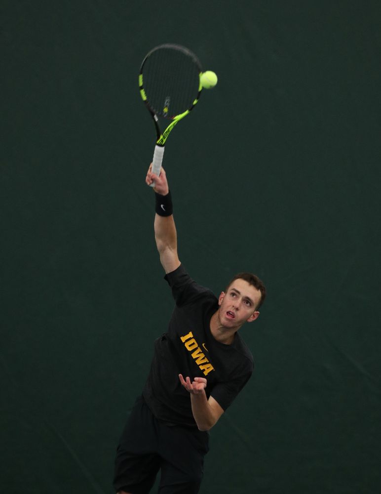 against UMKC Friday, February 15, 2019 at the Hawkeye Tennis and Recreation Complex. (Brian Ray/hawkeyesports.com)