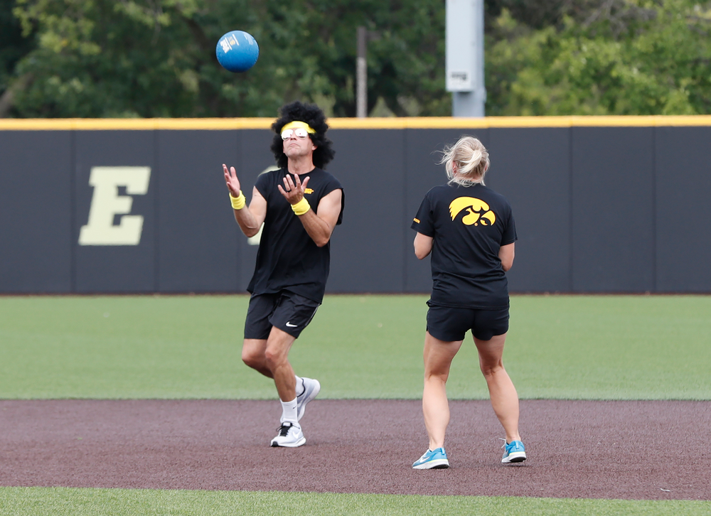 Head volleyball coach Bond Shymansky during the Iowa Student Athlete Kickoff Kickball game Sunday, August 19, 2018 at Duane Banks Field. (Brian Ray/hawkeyesports.com)
