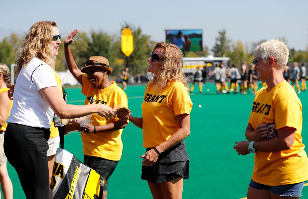Former field hockey players receive their varsity letters before the Iowa Hawkeyes game against Indiana Sunday, September 16, 2018 at Grant Field. (Brian Ray/hawkeyesports.com)