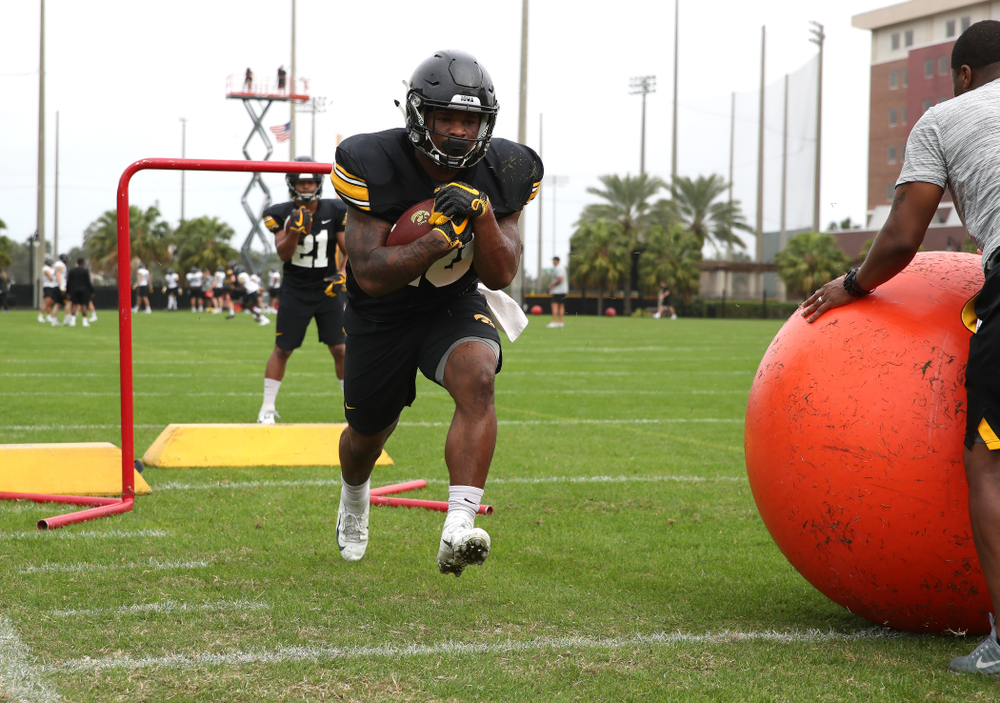 Iowa Hawkeyes running back Mekhi Sargent (10) as the team prepares for the Outback Bowl Saturday, December 29, 2018 at Tampa University. (Brian Ray/hawkeyesports.com)
