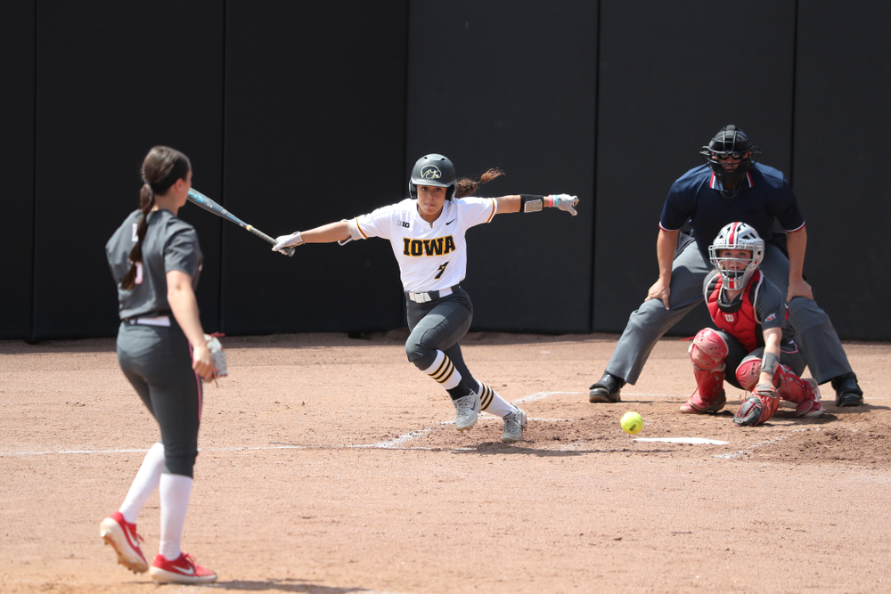 Iowa Hawkeyes Lea Thompson (7) against the Ohio State Buckeyes on senior day Sunday, May 5, 2019 at Pearl Field. (Brian Ray/hawkeyesports.com)