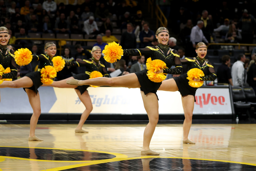 The Iowa Dance Team performs at halftime of the Iowa Hawkeyes game against the Maryland Terrapins Friday, January 10, 2020 at Carver-Hawkeye Arena. (Brian Ray/hawkeyesports.com)