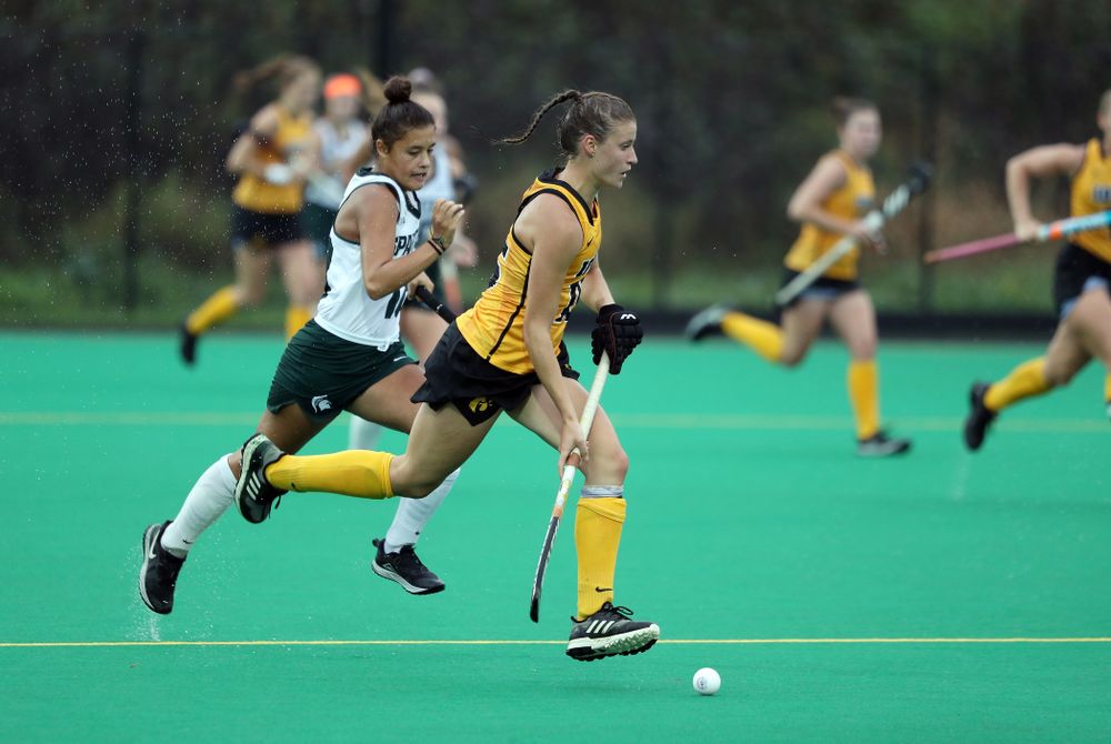 Iowa Hawkeyes Esme Gibson (15) against the Michigan State Spartans Sunday, September 29, 2019 at Grant Field. (Brian Ray/hawkeyesports.com)