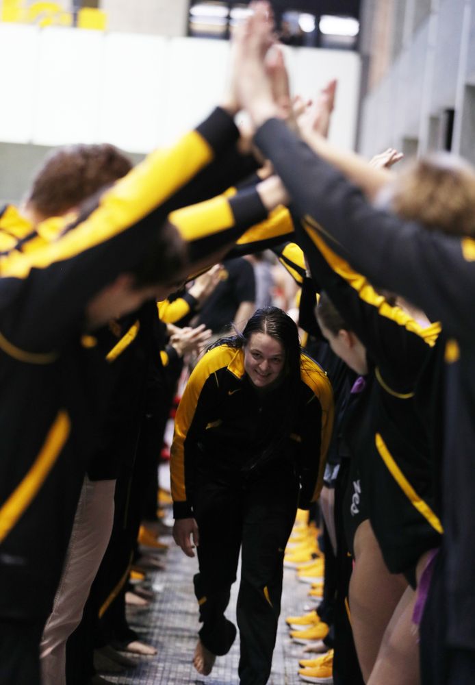 Jacintha Thomas is introduced during senior day before a double dual against Wisconsin and Northwestern Saturday, January 19, 2019 at the Campus Recreation and Wellness Center. (Brian Ray/hawkeyesports.com)