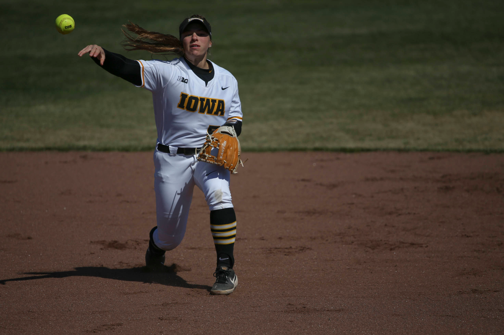 Iowa infielder Sydney Owens (5) at game 3 vs Northwestern on Sunday, March 31, 2019 at Bob Pearl Field. (Lily Smith/hawkeyesports.com)