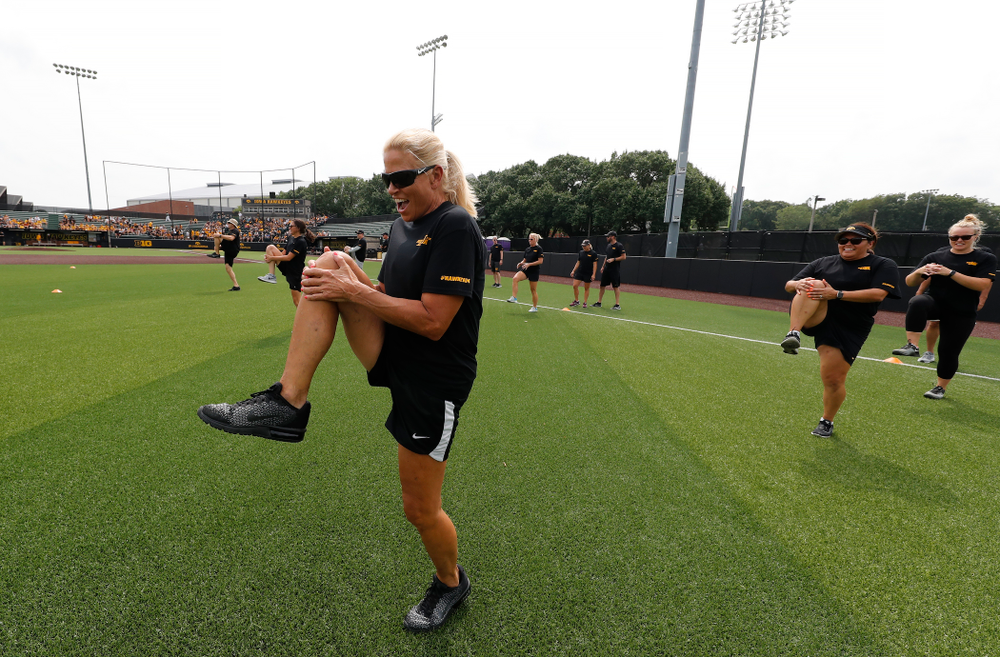 Head Softball Coach Renee Gillispie during the Iowa Student Athlete Kickoff Kickball game Sunday, August 19, 2018 at Duane Banks Field. (Brian Ray/hawkeyesports.com)