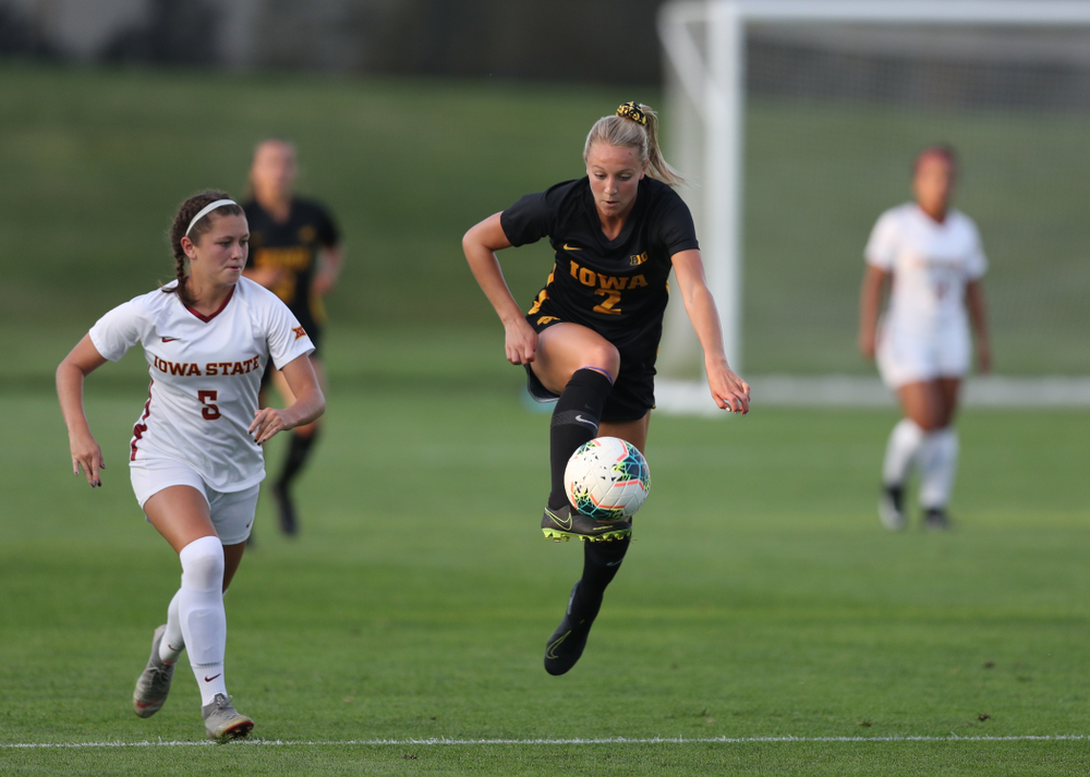 Iowa Hawkeyes midfielder Hailey Rydberg (2) during a 2-1 victory over the Iowa State Cyclones Thursday, August 29, 2019 in the Iowa Corn Cy-Hawk series at the Iowa Soccer Complex. (Brian Ray/hawkeyesports.com)