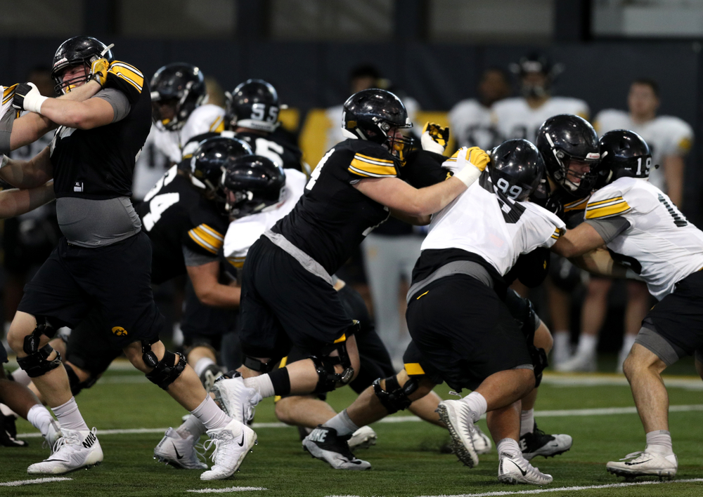Iowa Hawkeyes defensive lineman Austin Schulte (74) during practice Wednesday, December 12, 2018 at the Hansen Football Performance Center in preparation for the Outback Bowl game against Mississippi State. (Brian Ray/hawkeyesports.com)
