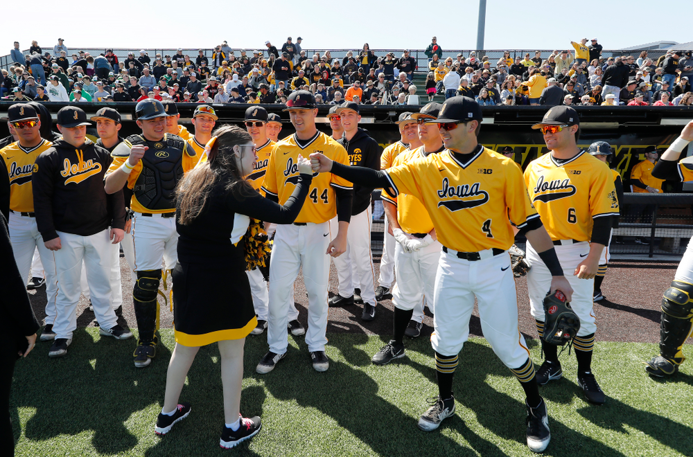 Iowa Hawkeyes infielder Mitchell Boe (4) against the Michigan Wolverines Sunday, April 29, 2018 at Duane Banks Field. (Brian Ray/hawkeyesports.com)