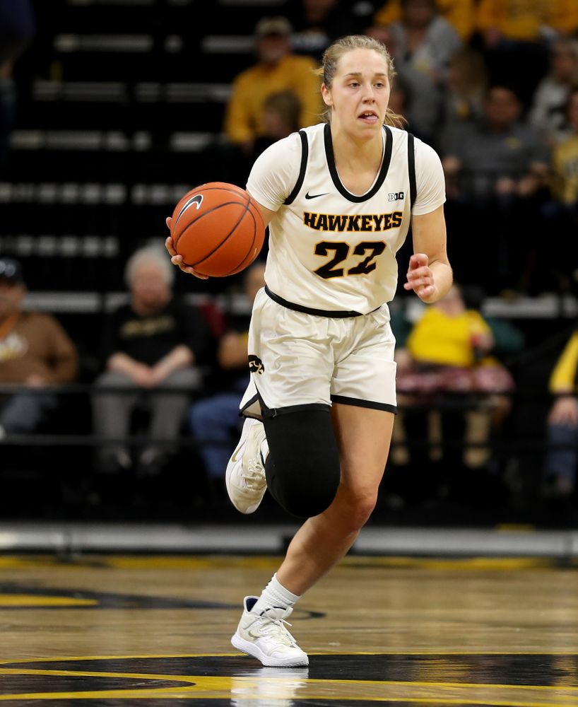 Iowa Hawkeyes guard Kathleen Doyle (22) against Penn State Saturday, February 22, 2020 at Carver-Hawkeye Arena. (Brian Ray/hawkeyesports.com)