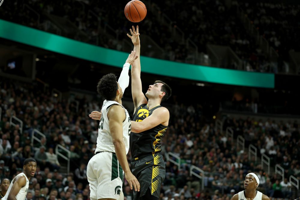 Iowa Hawkeyes forward Ryan Kriener (15) against Michigan State Tuesday, February 25, 2020 at the Breslin Center in East Lansing, MI. (Brian Ray/hawkeyesports.com)