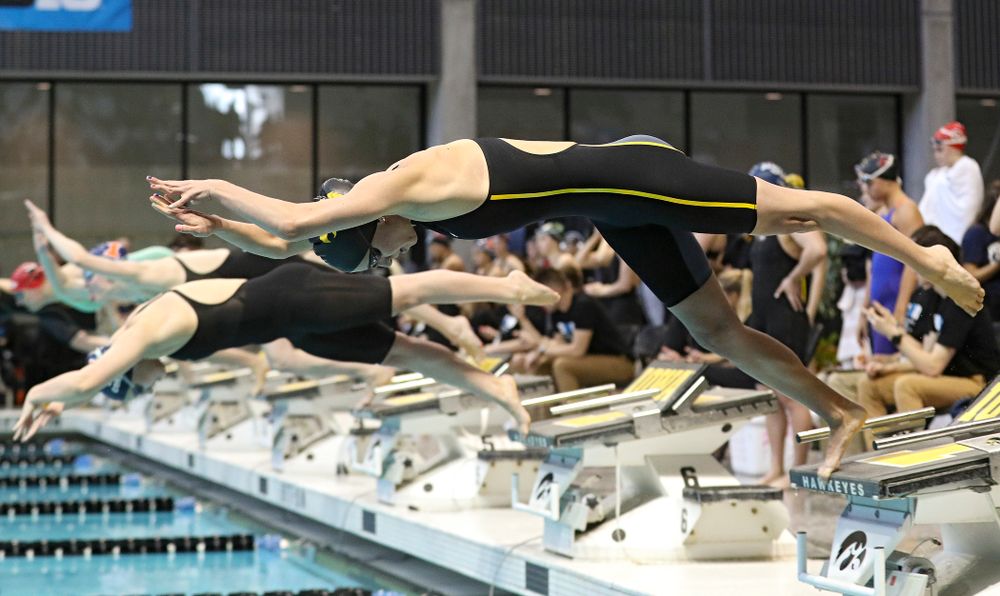Iowa’s Meghan Hackett swims in the women’s 100 yard freestyle preliminary event during the 2020 Women’s Big Ten Swimming and Diving Championships at the Campus Recreation and Wellness Center in Iowa City on Saturday, February 22, 2020. (Stephen Mally/hawkeyesports.com)
