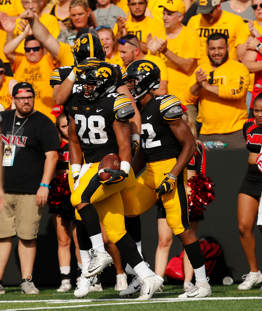 Iowa Hawkeyes running back Toren Young (28) against the Northern Illinois Huskies Saturday, September 1, 2018 at Kinnick Stadium. (Brian Ray/hawkeyesports.com)