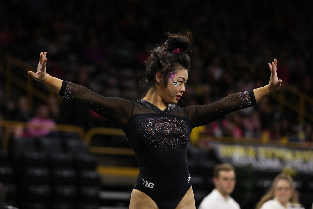 Iowa's Clair Kaji competes on the floor against the Minnesota Golden Gophers Saturday, January 19, 2019 at Carver-Hawkeye Arena. (Brian Ray/hawkeyesports.com)