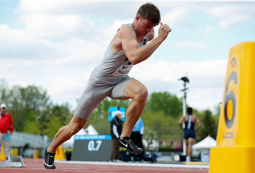 Iowa's Peyton Haack run the 400 meter dash in the decathlon event on the first day of the Big Ten Outdoor Track and Field Championships at Francis X. Cretzmeyer Track in Iowa City on Friday, May. 10, 2019. (Stephen Mally/hawkeyesports.com)